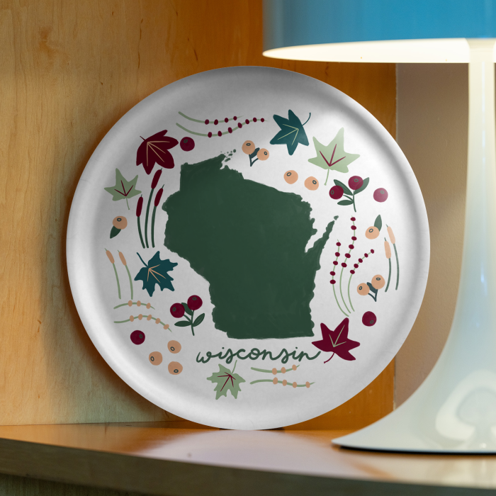 Wisconsin Fresh birchwood decorative serving tray round 15.7 inch by Jennifer Smelker - Trays4Us