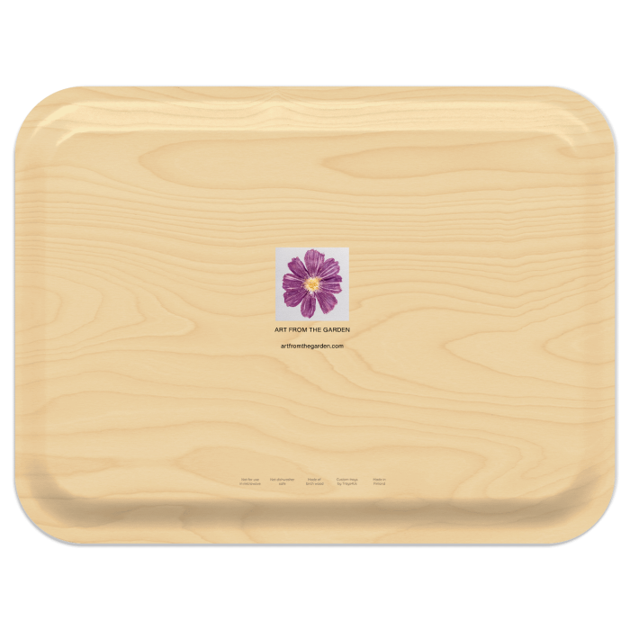 Dancing Botanicals White birchwood decorative serving tray large 16.5x12.5 inch by Kerry Michaels - Trays4Us