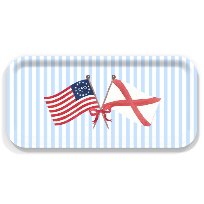 Freedom 250 Flags - Alabama birchwood decorative serving tray Small 11x5 inch by Muddy Dog - Trays4Us