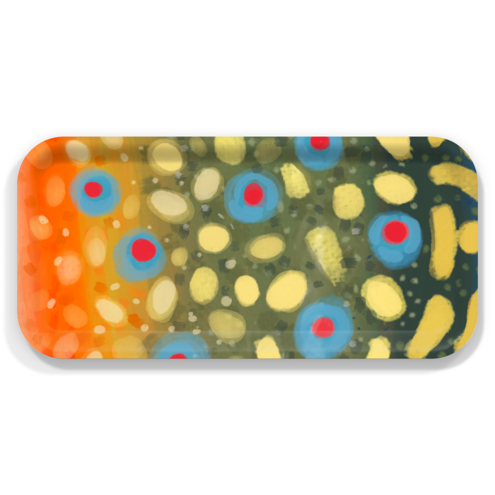 Brook Trout Pattern birchwood decorative serving tray Small 11x5 inch by Little Rocks Design - Trays4Us