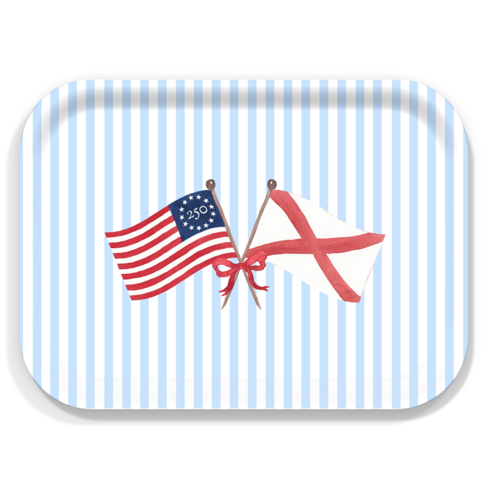 Freedom 250 Flags - Alabama birchwood decorative serving tray medium 11x8 inch by Muddy Dog - Trays4Us