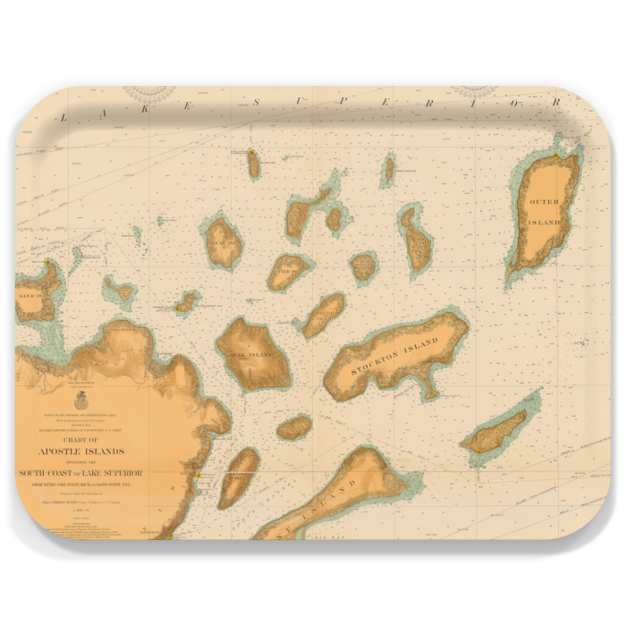 Apostle Islands 1909 birchwood decorative serving tray large 16.5x12.5 inch by NOAA Nautical - Trays4Us