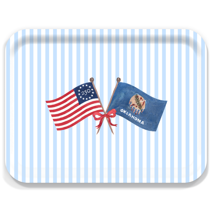 Freedom 250 Flags Oklahoma birchwood decorative serving tray large 16.5x12.5 inch by Muddy Dog - Trays4Us