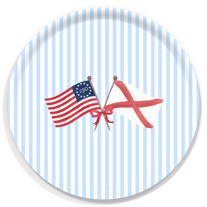 Freedom 250 Flags - Alabama birchwood decorative serving tray round 15.7 inch by Muddy Dog - Trays4Us