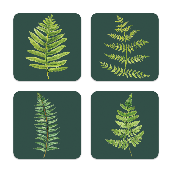 Ferns birchwood 4x4 inch decorative coaster set by Brigida Swanson - Trays4Us
