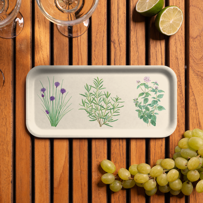 Herbs birchwood decorative serving tray Small 11x5 inch by Brigida Swanson - Trays4Us