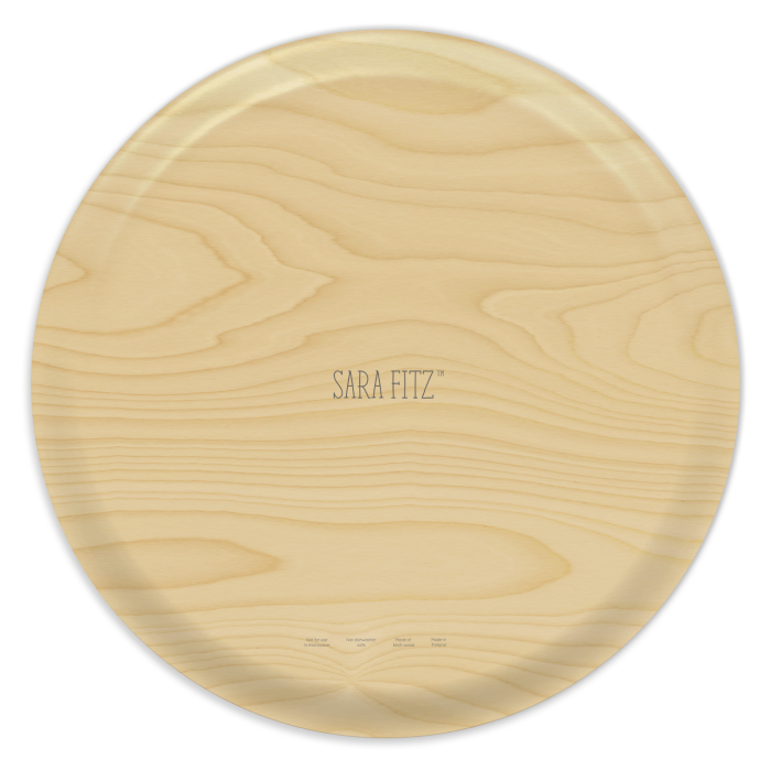 Holiday Cross Stitch birchwood decorative serving tray round 15.7 inch by Sara Fitz - Trays4Us