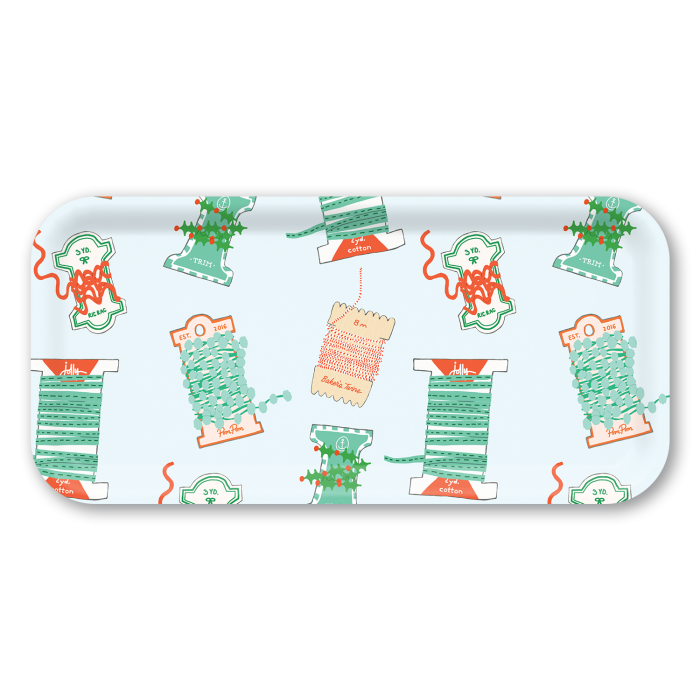 Holiday Twine birchwood decorative serving tray Small 11x5 inch by Sara Fitz - Trays4Us