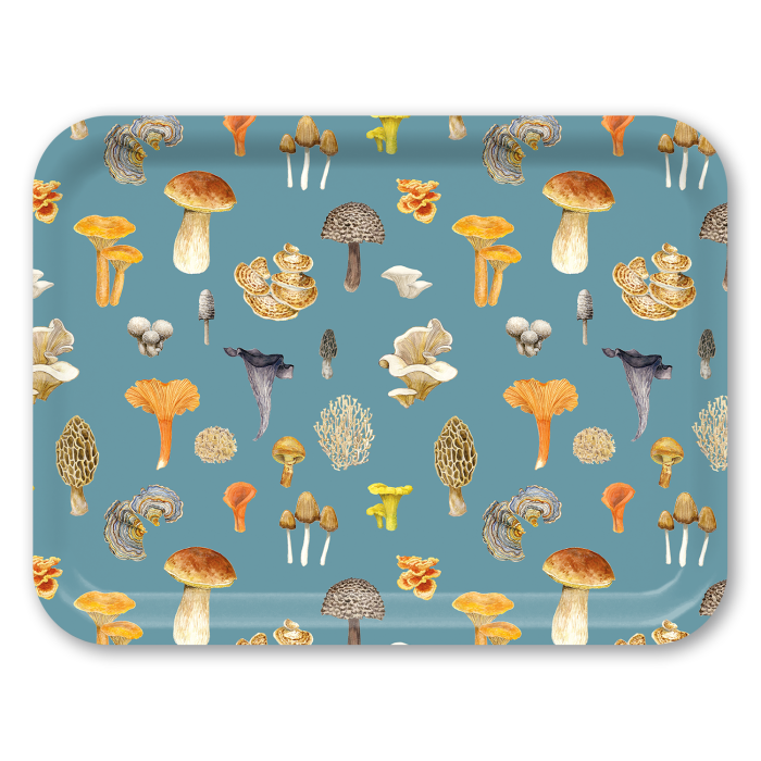 Mushrooms birchwood decorative serving tray large 16.5x12.5 inch by Brigida Swanson - Trays4Us