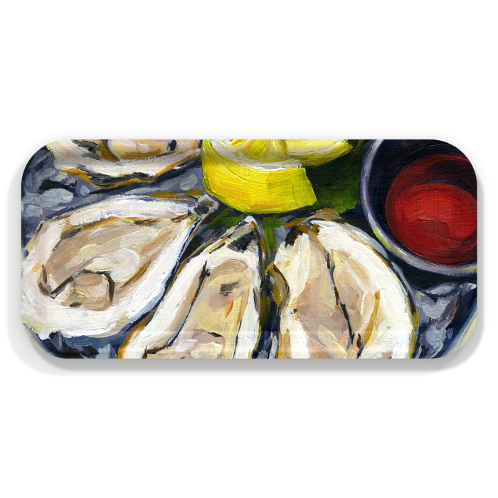 Oysters birchwood decorative serving tray Small 11x5 inch by Alyssa Watters - Trays4Us
