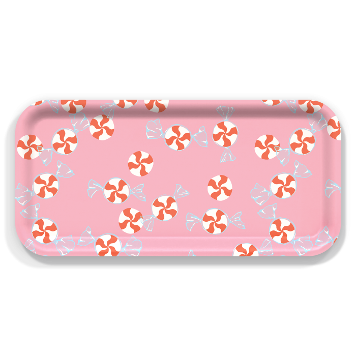 Peppermint birchwood decorative serving tray Small 11x5 inch by Sara Fitz - Trays4Us
