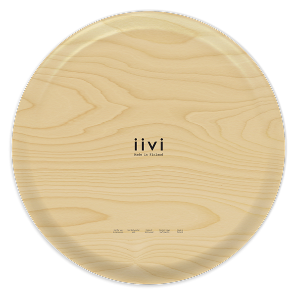 Swirl birchwood decorative serving tray round 15.7 inch by Sirpa Cowell - Trays4Us