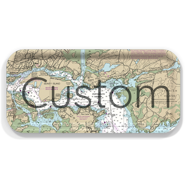 Custom Nautical Chart birchwood decorative serving tray Small 11x5 inch by NOAA Nautical - Trays4Us