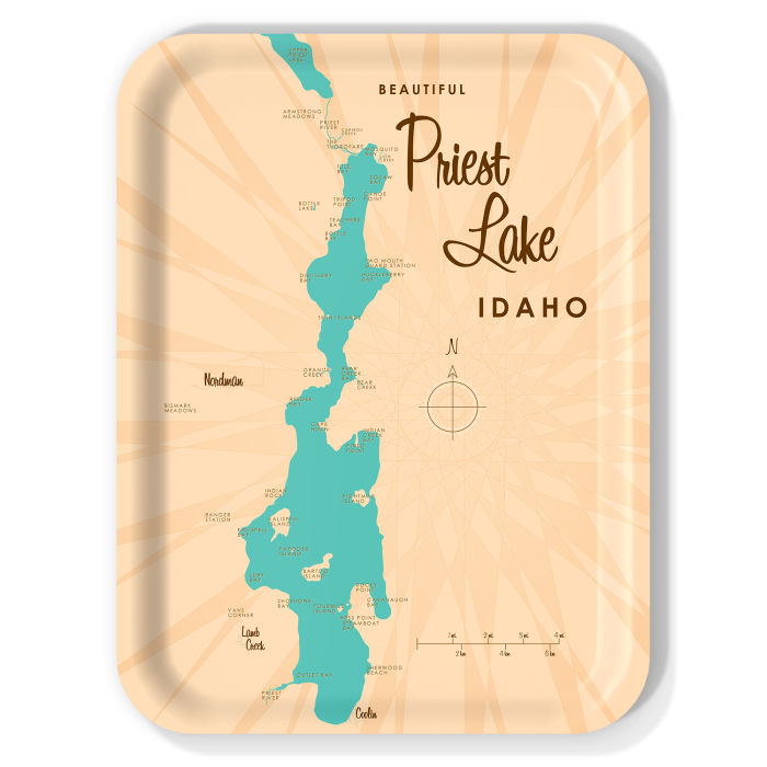 Priest Lake ID birchwood decorative serving tray large 16.5x12.5 inch by Lakebound - Trays4Us