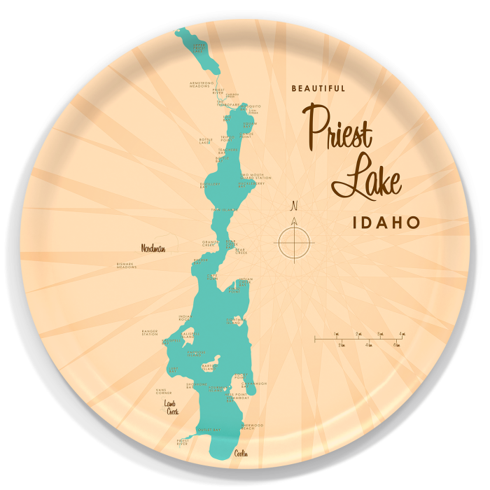 Priest Lake ID birchwood decorative serving tray round 15.7 inch by Lakebound - Trays4Us