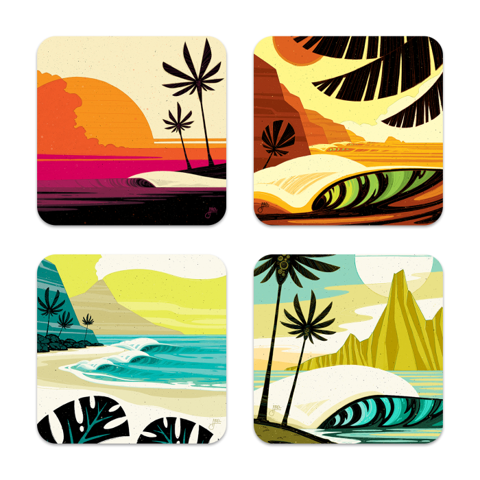 Paradise birchwood 4x4 inch decorative coaster set by Erik Abel - Trays4Us