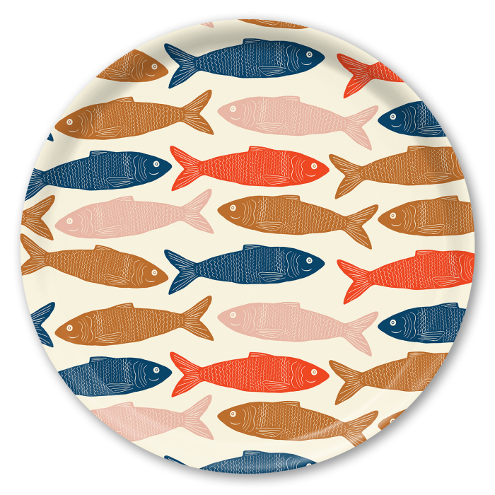 Upstream birchwood decorative serving tray round 15.7 inch by Ashley Peggi - Trays4Us