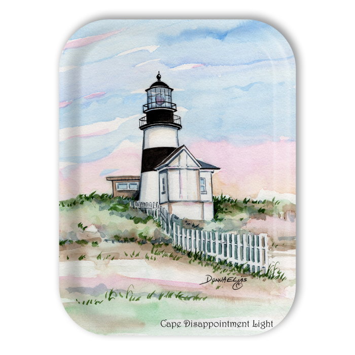 Cape Disappointment, Columbia River birchwood decorative serving tray medium 11x8 inch by Donna Elias - Trays4Us