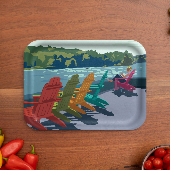 Summer Chairs birchwood decorative serving tray medium 11x8 inch by Alan Claude - Trays4Us