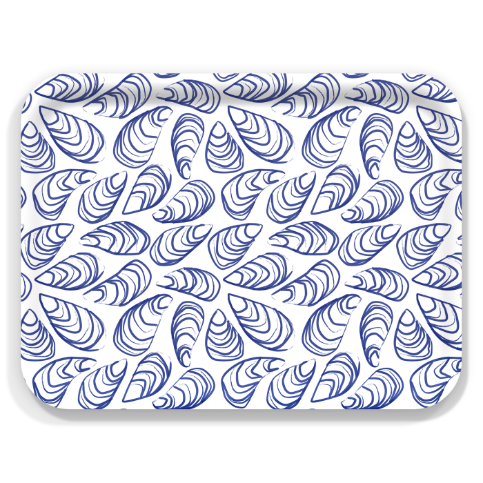 Abstract Mussels birchwood decorative serving tray large 16.5x12.5 inch by Kate Nelligan - Trays4Us