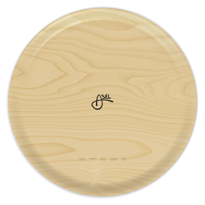Yogi birchwood decorative serving tray round 15.7 inch by Erik Abel - Trays4Us