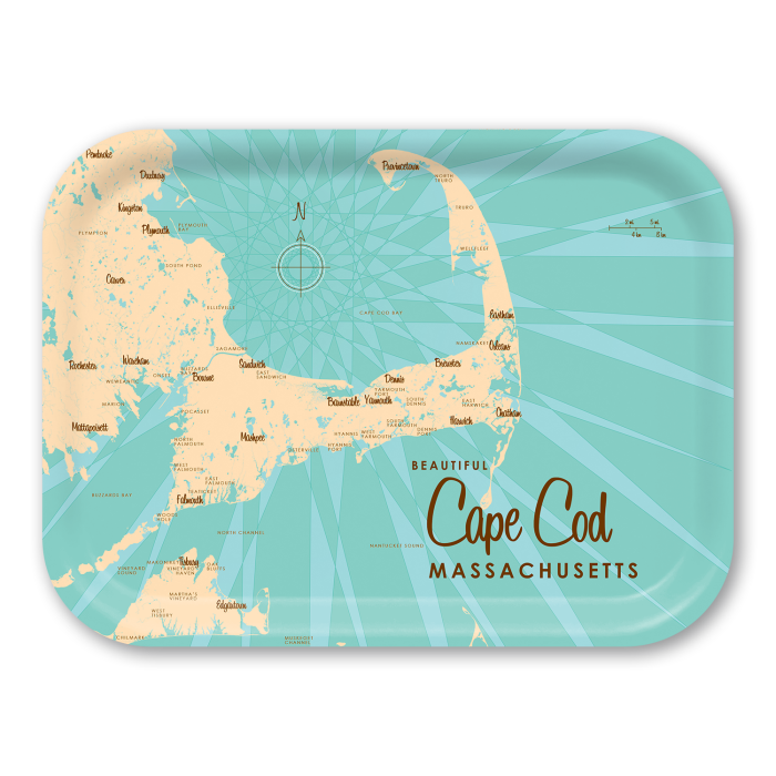 Cape Cod MA birchwood decorative serving tray medium 11x8 inch by Lakebound - Trays4Us