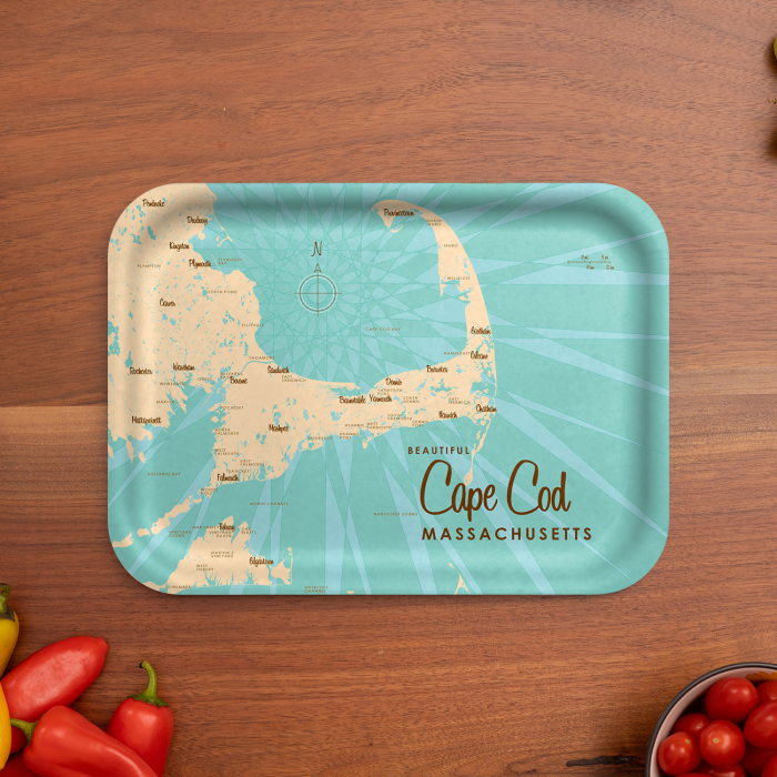 Cape Cod MA birchwood decorative serving tray medium 11x8 inch by Lakebound - Trays4Us