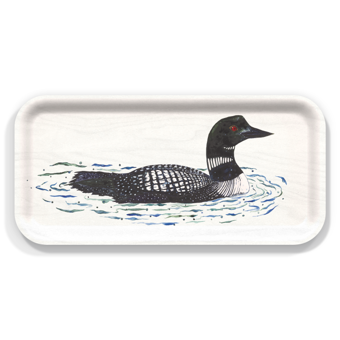 Loon birchwood decorative serving tray Small 11x5 inch by Valerie Paul - Trays4Us