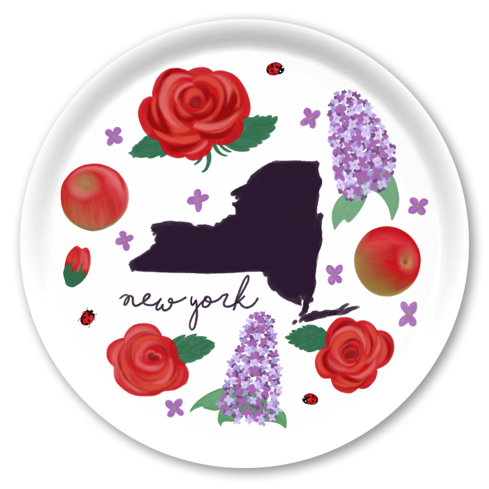 New York Fresh birchwood decorative serving tray round 15.7 inch by Jennifer Smelker - Trays4Us