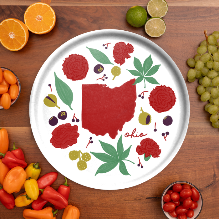 Ohio Fresh birchwood decorative serving tray round 15.7 inch by Jennifer Smelker - Trays4Us