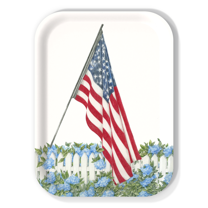Stars and Stripes birchwood decorative serving tray medium 11x8 inch by Betsy Barry - Trays4Us