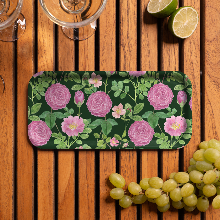 Roses birchwood decorative serving tray Small 11x5 inch by Brigida Swanson - Trays4Us
