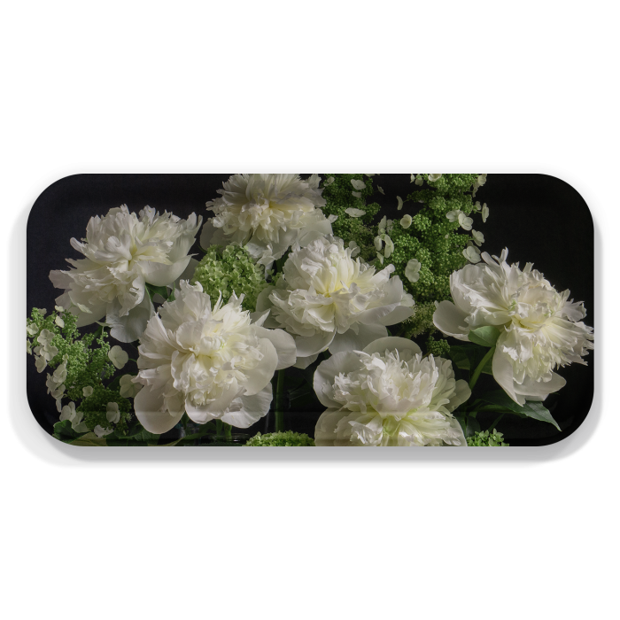 White Peony birchwood decorative serving tray Small 11x5 inch by Bottle Branch - Trays4Us