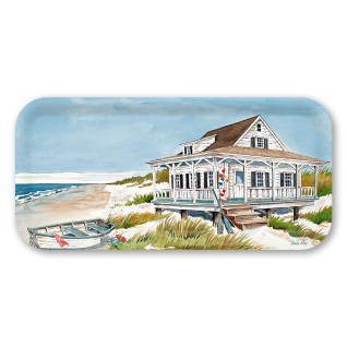 Beach Cottage birchwood decorative serving tray Small 11x5 inch by Donna Elias - Trays4Us