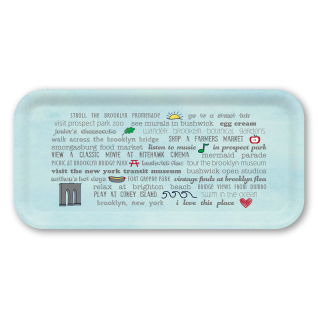 Brooklyn Bucket List birchwood decorative serving tray Small 11x5 inch by Jennifer Smelker - Trays4Us