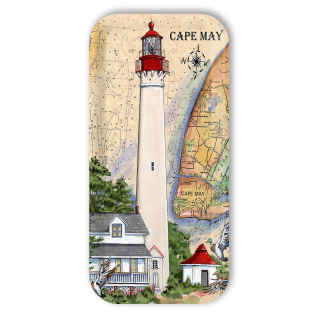 Cape May Sea Chart Light birchwood decorative serving tray Small 11x5 inch by Donna Elias - Trays4Us