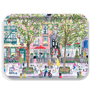 City Cats birchwood decorative serving tray large 16.5x12.5 inch by Michael Storrings - Trays4Us