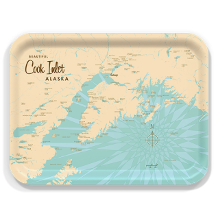 Cook Inlet AK birchwood decorative serving tray large 16.5x12.5 inch by Lakebound - Trays4Us