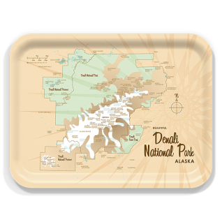 Denali National Park AK birchwood decorative serving tray large 16.5x12.5 inch by Lakebound - Trays4Us