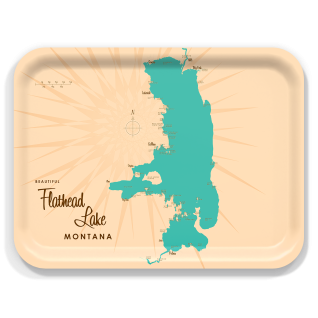 Flathead Lake MT birchwood decorative serving tray large 16.5x12.5 inch by Lakebound - Trays4Us