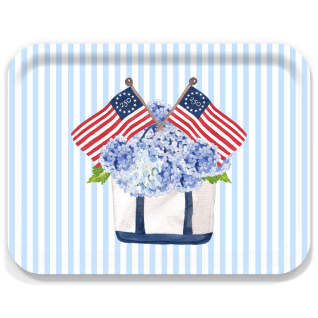 Freedom 250 Patriotic-Tote birchwood decorative serving tray large 16.5x12.5 inch by Muddy Dog - Trays4Us