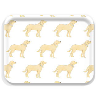 Golden Pup birchwood decorative serving tray large 16.5x12.5 inch by Sara Fitz - Trays4Us