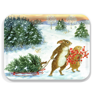 Green Gathering birchwood decorative serving tray large 16.5x12.5 inch by Woodfield Press - Trays4Us