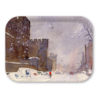 January Snow birchwood decorative serving tray medium 11x8 inch by Clement DaVinci - Trays4Us