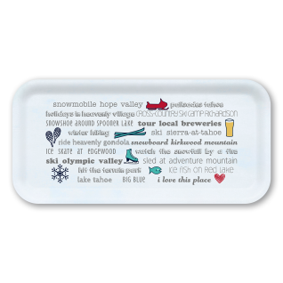 Lake Tahoe Winter Bucket List birchwood decorative serving tray Small 11x5 inch by Jennifer Smelker - Trays4Us