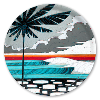 Lazy Daze birchwood decorative serving tray round 15.7 inch by Erik Abel - Trays4Us
