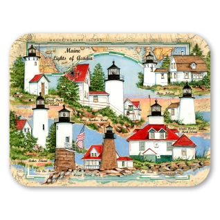 Lights of Acadia Sea Chart Collage birchwood decorative serving tray large 16.5x12.5 inch by Donna Elias - Trays4Us