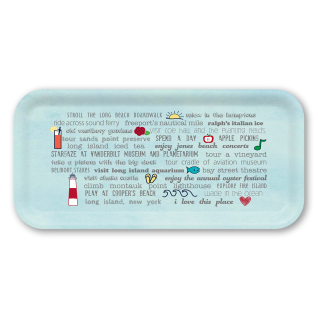 Long Island Buclet List birchwood decorative serving tray Small 11x5 inch by Jennifer Smelker - Trays4Us