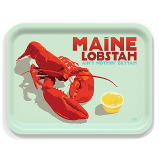 Maine Lobstah birchwood decorative serving tray large 16.5x12.5 inch by Alan Claude - Trays4Us