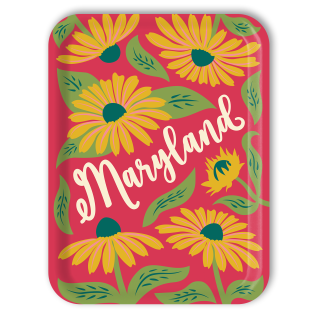 Maryland Black-eyed Susans birchwood decorative serving tray large 16.5x12.5 inch by Ale Rodriguez-Gitler - Trays4Us